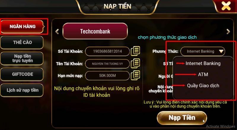 Cược bóng đá - Trò chơi giải trí cực đỉnh 4 Các bước nạp tiền Cược bóng đá