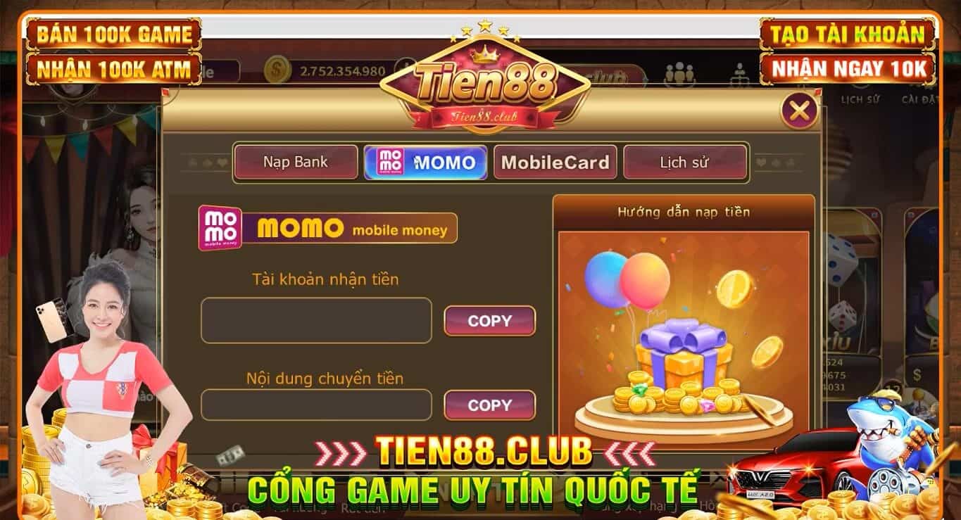 Tien88 club - Cổng game đổi thưởng chất lượng nhất năm 2024 5 Nạp tiền qua hình thức Banking đơn giản nhanh chóng