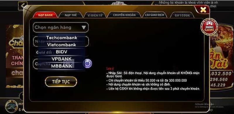 Chanh Vin - Cổng Game Uy Tín Nhất Cho Người Chơi Hiện Nay 4 Hình thức chuyển khoản qua các ngân hàng lớn