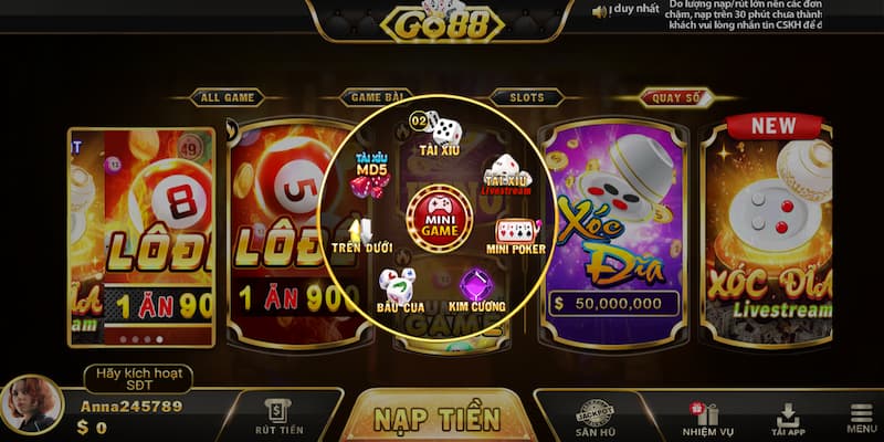 Go88 - Cổng game đổi thưởng hàng đầu tại thị trường Việt Nam 4 Mini game đa dạng, siêu hot Go88