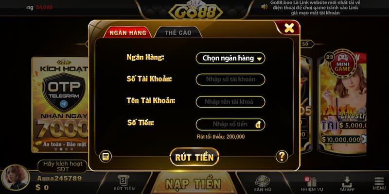Go88 - Cổng game đổi thưởng hàng đầu tại thị trường Việt Nam 7 Rút tiền Go88 an toàn, nhanh chóng