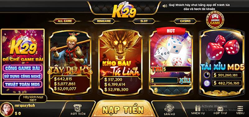 K29 - Sân chơi cá cược xanh chín đình đám nhất hiện nay 6 Đa dạng trò chơi và tỷ lệ thưởng cực cao
