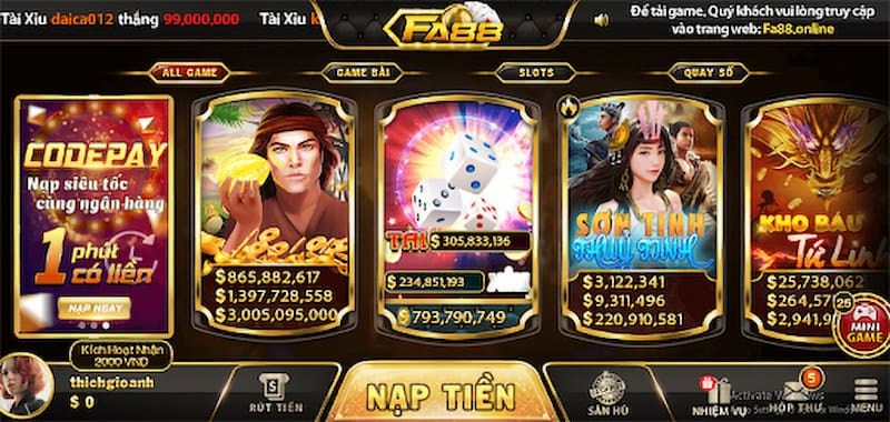 Fa88 - Cổng game đổi thưởng uy tín hàng đầu hiện nay 2 Kho game phong phú, thỏa sức khám phá tại Fa88