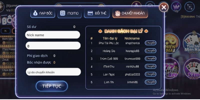Boc club - Cổng game nổ hũ đẳng cấp, uy tín hàng đầu Châu Á 4 Các bước nạp tiền Boc club