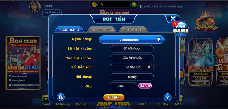 Bonclub - Sân chơi đổi thưởng số 1 trên thị trường hiện nay 6 Các bước rút tiền Bonclub