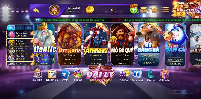 Cenvip - Cổng game quốc tế nổ hũ siêu hot hiện nay 2 Sân chơi nổ hũ đa dạng game