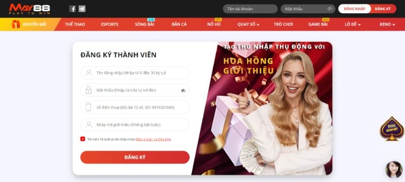 May88 - Sân chơi quy tụ thương hiệu giải trí đình đám 5 Các bước đăng ký May88 nhanh chóng