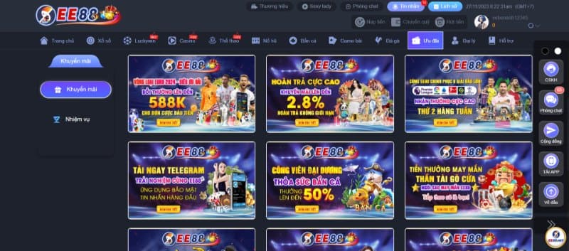 EE88 - Đánh giá chi tiết nhà cái uy tín hàng đầu Việt Nam 8 Các khuyến mãi nhà cái EE88 đang cung cấp