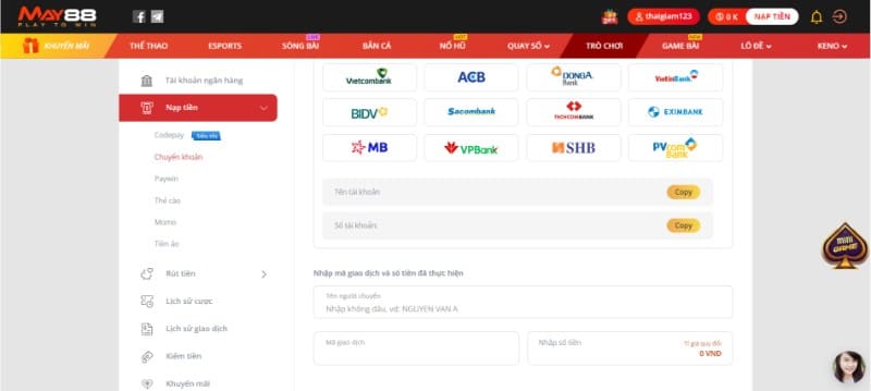 May88 - Sân chơi quy tụ thương hiệu giải trí đình đám 6 Quy trình cho người chơi nạp tiền tại MAY88